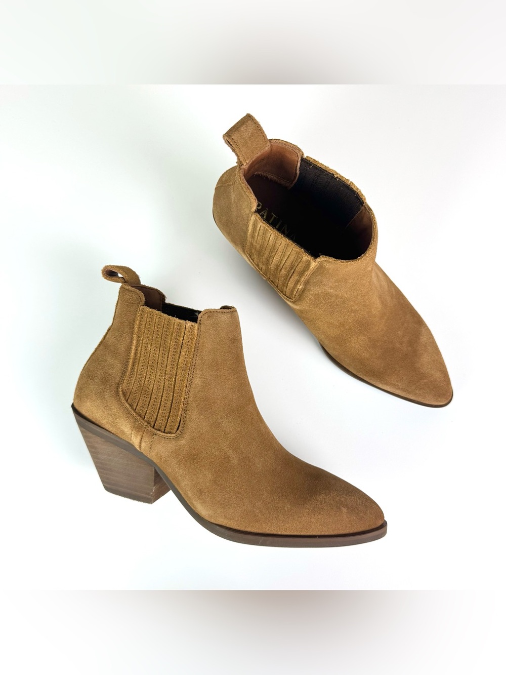 Patina Portland Leather Dakota Tan Suede Ankle Boots Booties Size 6.5 - Picture 4 of 12